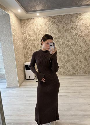 Довга тепла сукні в рубчик cher 17