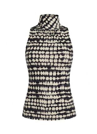 Топ dorothy perkins с абстрактным принтом, высоким воротником и завязками на шее