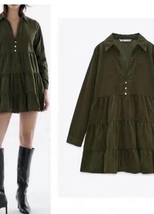 Вельветова ярусна сукня zara s