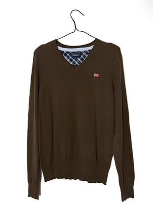 Коричневий чоловічий джемпер з v-подібним вирізом polo ralph lauren