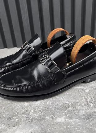 Louis vuitton lv major loafers black glazed мужские туфли лоферы кожа оригинал 41.5 eur