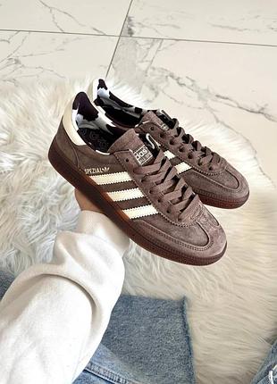 Кроссовки adidas handball spezial brown white cow print арт 1097