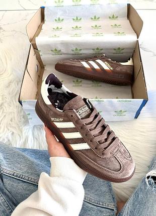 Кроссовки adidas handball spezial brown white cow print арт 1097