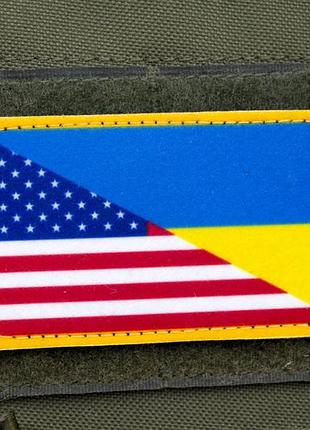 Шеврон сша - украина 5,5×8 см на липучке, патч с флагами
