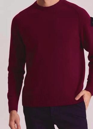 Armata di mare чоловічий светр бордовий винний насичений колір джемпер 50%merino wool 50%acril розмір хл круглий виріз