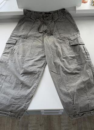 Брюки чоловічі pull&bear cargo super baggy сірі