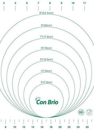 Коврик силиконовый св-675зел, 30х40см, зеленый принт тм con brio