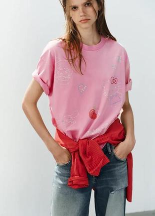 Футболка с вареным эффектом и стразами hello kitty © sanrio