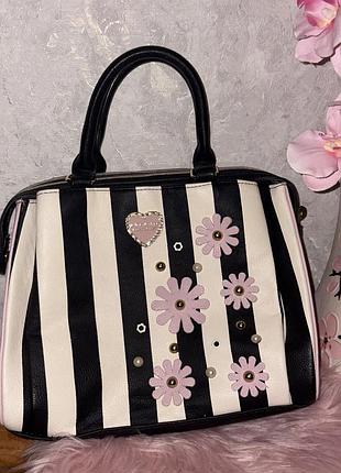 Сумка сумочка в стилі juicy couture з квітами полосата