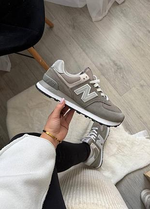 Женские кроссовки new balance 574 grey-white
