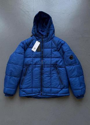 Cp зимова чоловіча куртка з капюшоном синя р. s-xxl з нейлону