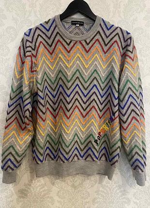 Яскравий вовняний светр castelbajac zig-zag multicolor (made in japan)