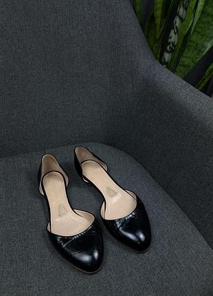 Оригінальні лакові балетки туфлі jil sander leather ballet flats