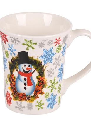 Чашка керамическая новогодняя snowman r35758 360 мл белый
