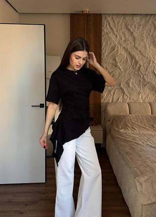 ❤️‍🔥стильна футболка, яка підкреслює фігуру та додає образу особливого шарму🤍 чорний