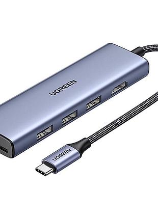 Usb-хаб ugreen cm511 20956a 6-в-1 usb type-c hdmi 4k 30 гц 3×usb-a 3.0 sd tf pd 100w black