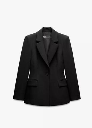 Zara чорний класичний приталений жакет піджак блейзер