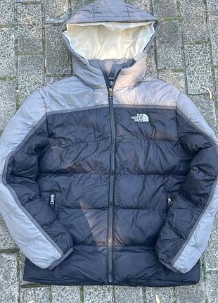 Мужская куртка пуховик the north face / размер l / демисезонная черно-серая куртка tnf с капюшоном
