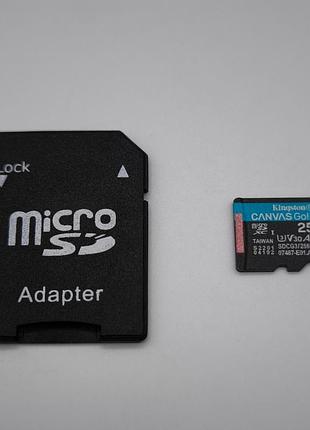 Карта памяти kingston canvas go plus 256gb microsdxc u3 v30 a2 флешка
