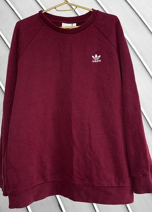 Чоловічий бордовий світшот adidas l 50 адідас бавовняна кофта адидас бордова базова кофта без капюшона реглан 50