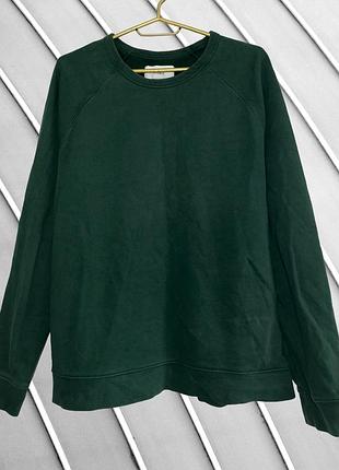 Чоловічий зелений світшот m&s xl 52 54 маркс спенсер смарагдова бавовняна кофта базова зелена кофта без капюшона 54