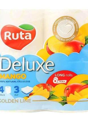 Туалетная бумага 4 рул. 3 слоя pure white deluxe белый манго тм ruta