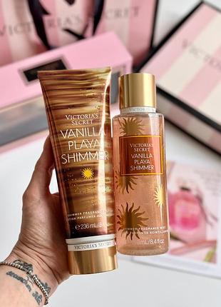 Спрей та лосьйон для тіла з шиммером vanilla playa victoria’s secret