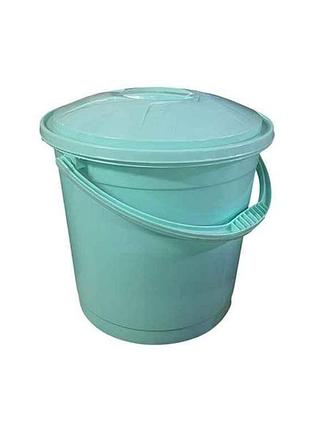 Відро пл. харчове 12л з кришкою мята тм r-plastic