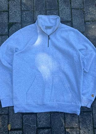 Сірий зіп-світшот carhartt wip chase neck zip sweat оригінал кофта кархарт