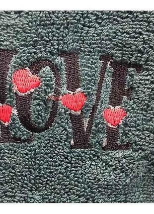 Рушник 50*90 зелений махровий жаккард 25-038 / бордюр білий love тм daisy