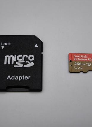 Карта памяти sandisk extreme plus 256gb u3 v30 a2 флешка скоростная micro sd