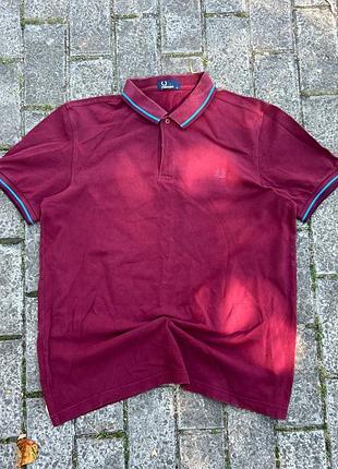 Бордовое мужское поло fred perry m3600 в полоску | размер xl