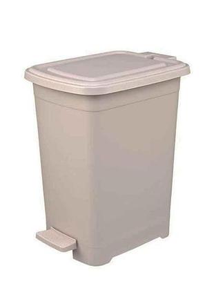 Смітник з педаллю slim прямокутний коричневий 25л тм elif plastik
