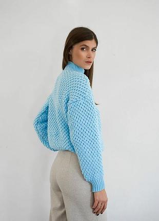 Светр «one by one» блакитний, в'язаний, one size, б/у