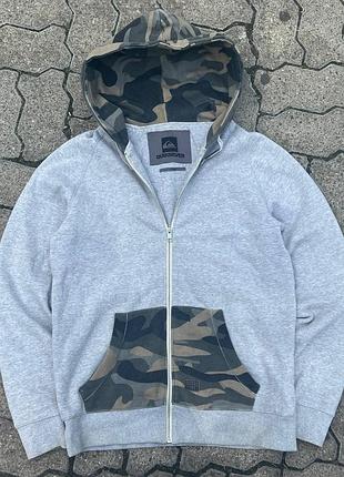 Зіп-худі quiksilver з камуфляжем / чоловіча сера кофта на блискавці, розмір l (оригінал)