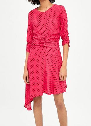 Асиметрична сукня в горошок zara