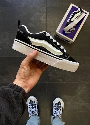 Черно-белые кеды vans knu skool black white platform х ванс 36