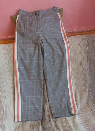 Укорочені брюки в клітинку глен з лампасами m&s limited edition, розмір s-m (uk 10 / eur 38)