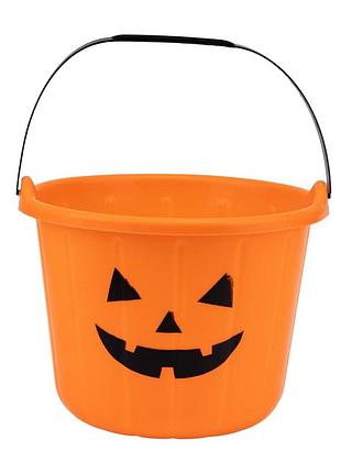 Ведерко с ручкой для конфет halloween смешная тыква 16х22 см 15108-011 пластик