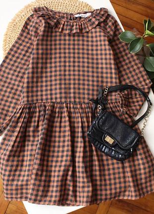 Стильное хлопковое платье в клетку h&amp;m 7-8 лет