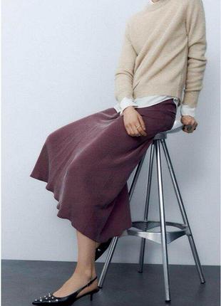 Атласная мыды юбка zara р.l