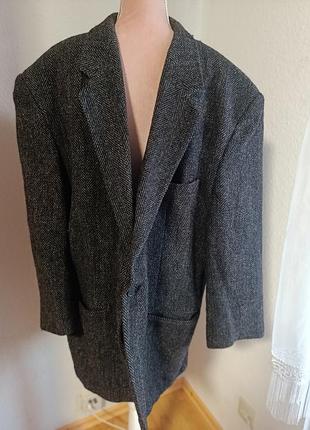 Пиджак винтажный твидовый harris tweed / мужской блейзер шерсть