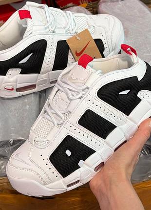 Nike air more uptempo low white black red