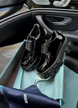 Прада platform leather lacked black shoes