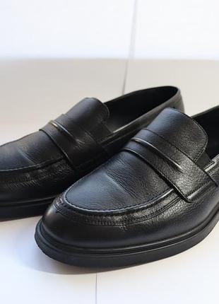 Классические мужские кожаные туфли лоферы ikos 417-1 black leather (размер 42) почти новые!
