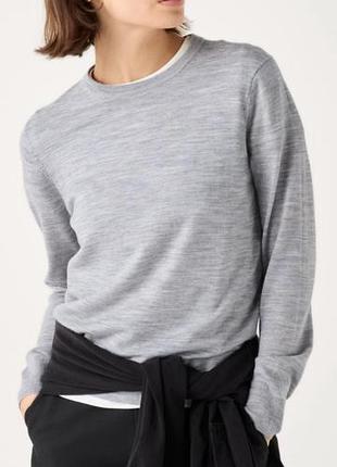 Женский тонкий базовый серый свитер,шерсть, uniqlo, m