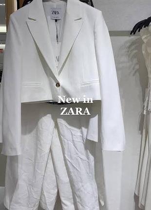 Zara білий вкорочений піджак xs