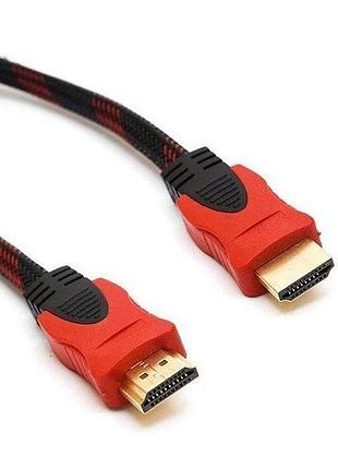Кабель посилений 5м перехідник адаптер hdmi-hdmi тато-тато аудіо відео шнур в обмотці yw-74