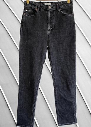 Жіночі сірі джинси mom h&m s m 36 38 эйч энд эм графітові джинси мом з високою посадкою стрейч моми сірі джинси 38