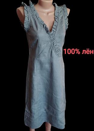 Платье льняное женское серое